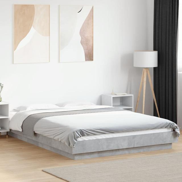 Vidaxl Bed Frame Concrete Grey Engineered Wood 17 Stories Size: Double (4'6) on Productcaster.