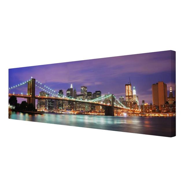 Brooklyn Bridge - Wrapped Canvas Graphic Art Print East Urban Home Size: 120cm L x 40cm W on Productcaster.