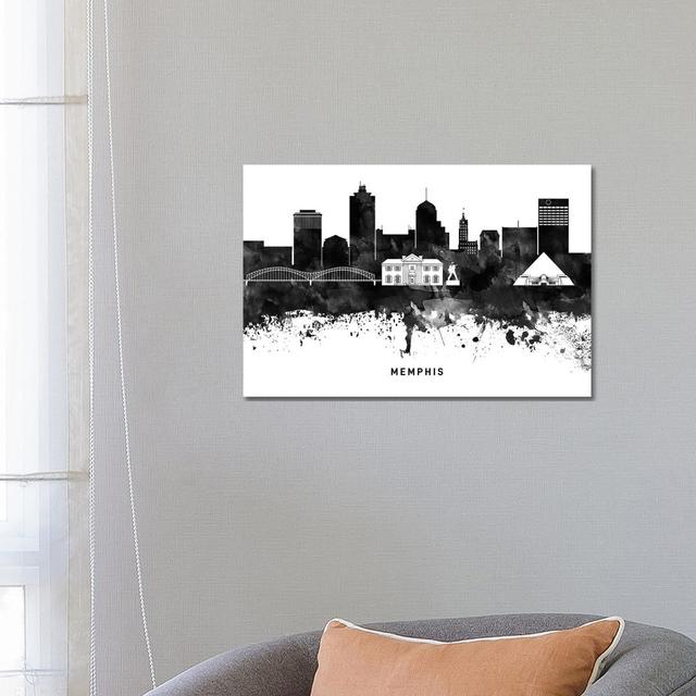 Memphis Skyline Black and White by WallDecorAddict - Wrapped Canvas Graphic Art Happy Larry Size: 45.72cm H x 66.04cm W x 1.91cm D on Productcaster.