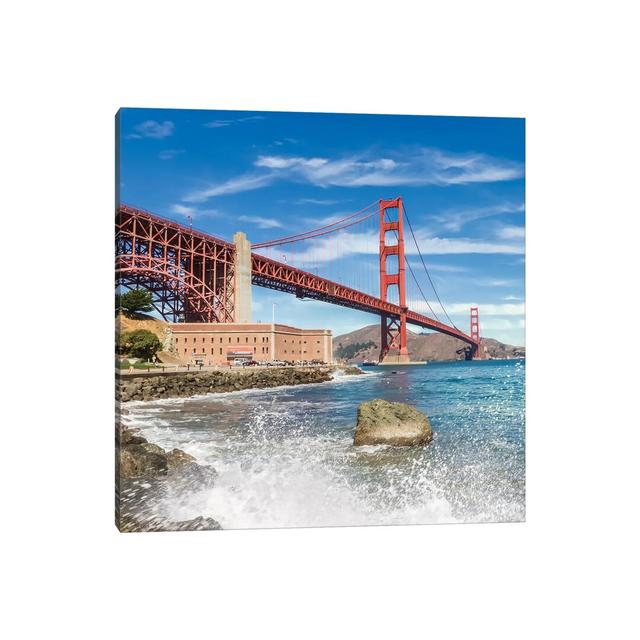 Golden Gate Bridge Coastline Impression by Melanie Viola - Wrapped Canvas Print Breakwater Bay Size: 45.72cm H x 45.72cm W x 1.905cm D on Productcaster.