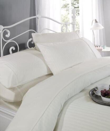 Hypoallergenic Egyptian-Quality Cotton 300 TC Duvet Cover Set ClassicLiving Size: Single - 1 Standard Pillowcase, Colour: Cream on Productcaster.