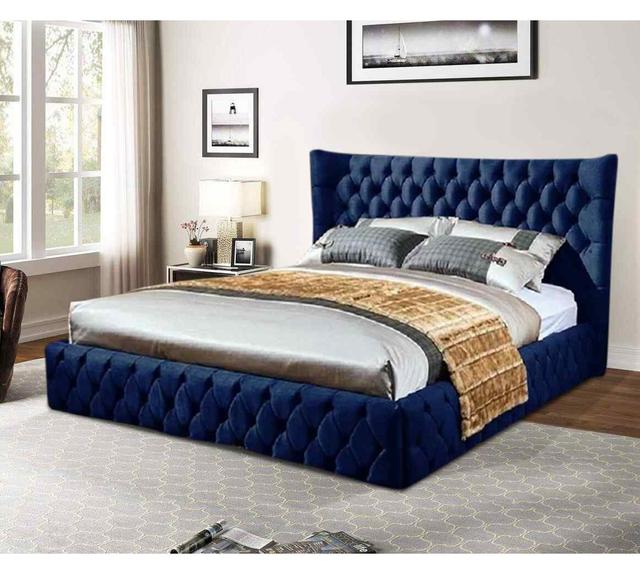 Royale Bed King Plush Velvet Blue Envisage Trade Size: Kingsize (5'), Colour: Blue on Productcaster.