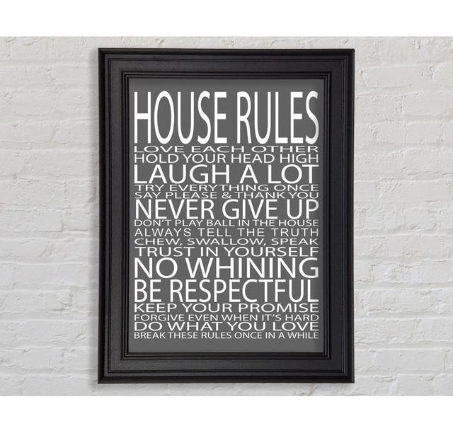 Family Quote House Rules Love Each Other Grey Framed Print Happy Larry Size: 142.2cm H x 84.1cm W on Productcaster.