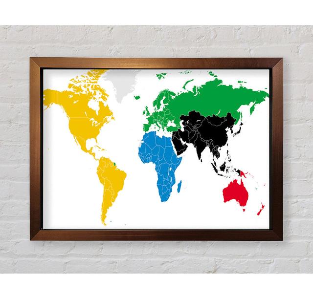 Colours Of The World Map - Single Picture Frame Art Prints Bright Star Size: 59.7cm H x 84.1cm W x 3.4cm D on Productcaster.