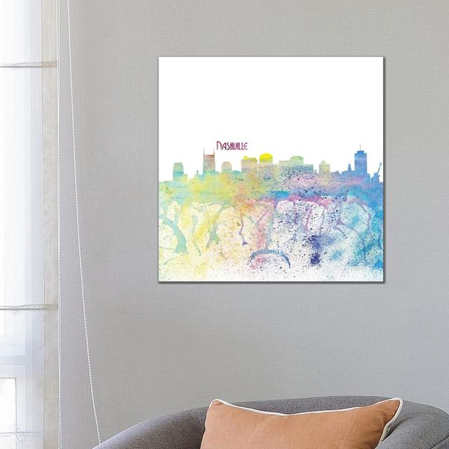 Nashville Tennessee Skyline Silhouette Impressionistic Splash by Markus & Martina Bleichner - Wrapped Canvas Graphic Art Latitude Run Size: 66.04cm H on Productcaster.