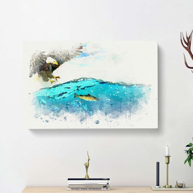 Eagle Hunting For Fish In Abstract - Wrapped Canvas Print East Urban Home Size: 40cm H x 60cm W x 3cm D on Productcaster.