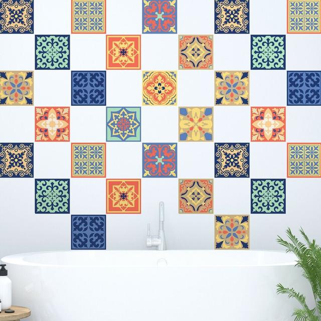 15cm x 15cm PVC Peel & Stick Mosaic Tile Blue Elephant Colour: Colourful on Productcaster.