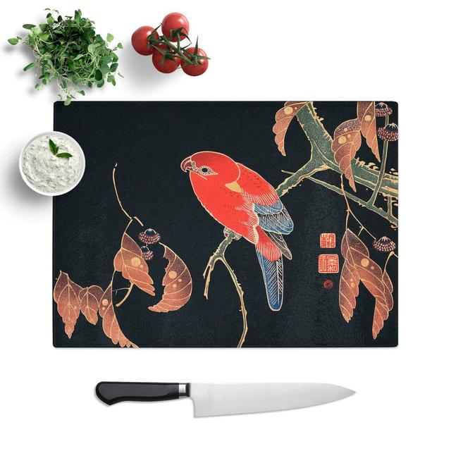 Tempered Glass Parrot by Ito Jakuchu Chopping Board East Urban Home Size: 39 cm W x 28.5 cm L on Productcaster.