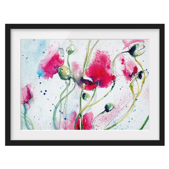 Painted Poppies Framed Painting Print East Urban Home Rahmenoptionen: Matt black, Size: 70cm H x 100cm W on Productcaster.