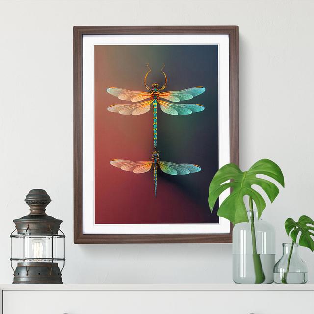 Charming Dragonflies - Picture Frame Graphic Art Brambly Cottage Size: 64cm H x 46cm W x 2cm D, Frame Colour: Walnut on Productcaster.