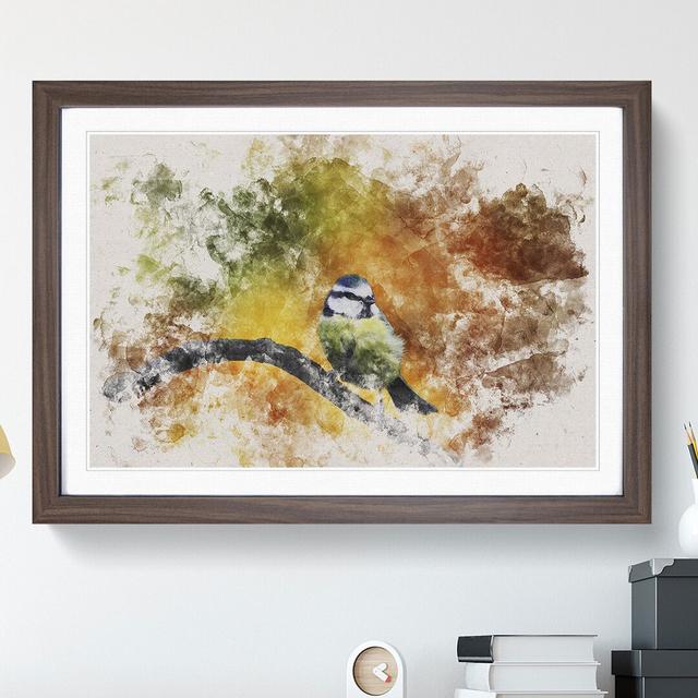 Blue Tit Bird Vol.2 Watercolour - Picture Frame Graphic Art East Urban Home Frame Option: Walnut, Size: 65cm H x 90cm W x 2cm D on Productcaster.