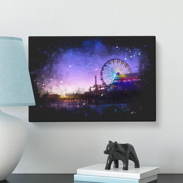 Santa Monica Pier Fairground - Wrapped Canvas Painting Print East Urban Home Size: 50cm H x 76cm W x 3cm D on Productcaster.