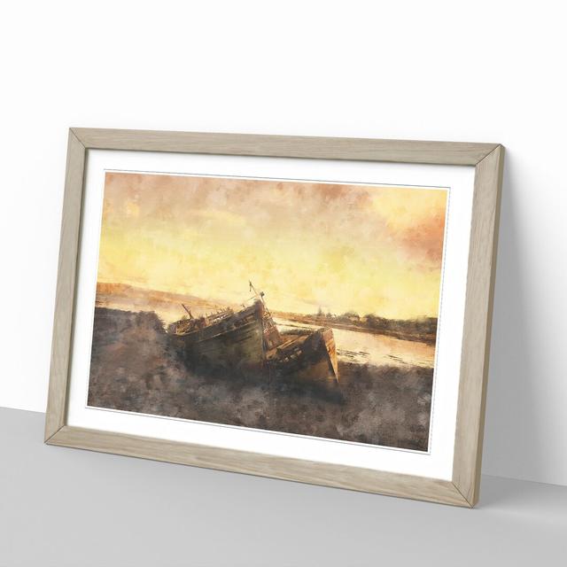 Stranded Boats on the Beach - Picture Frame Painting East Urban Home Frame Option: Oak Framed, Size: 48cm H x 65cm W x 2cm D on Productcaster.