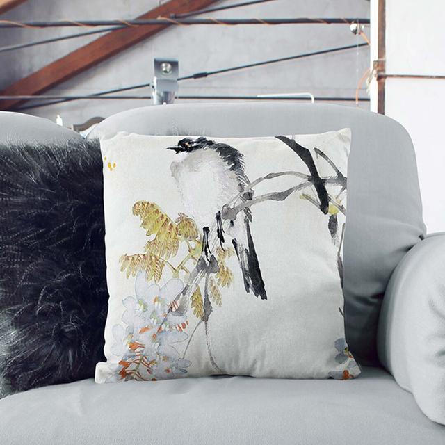 Bird on a Tree by Jin Nong Cushion with Filling East Urban Home Size: 55 x 55 cm, Backing Colour: Stone on Productcaster.