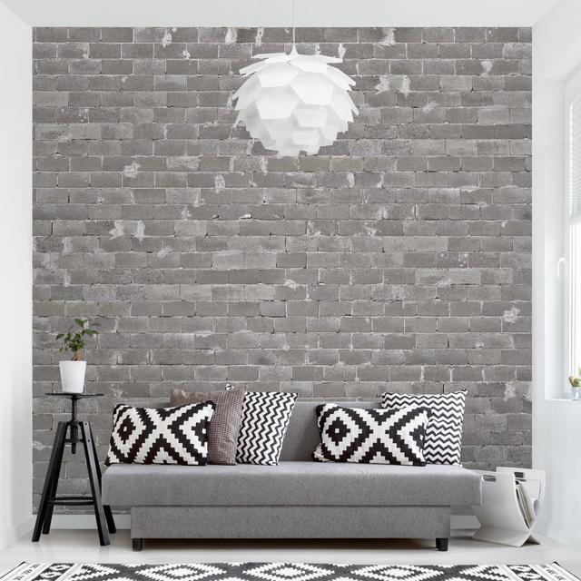 Concrete Brickwork 1.92m x 1.92m Textured Matt Peel & Stick Wall Mural East Urban Home on Productcaster.