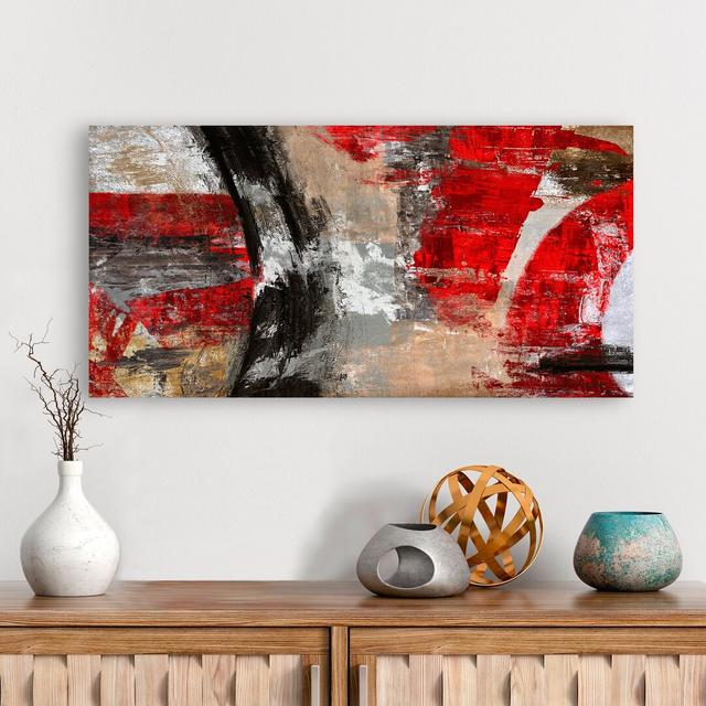 'Red Tornado Abstract' by Jim Stone - Unframed Graphic Art Print on Canvas Ebern Designs Size: 70cm H x 140cm W x 4cm D on Productcaster.