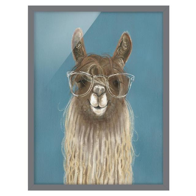 Picture With Frame - Lama With Glasses III - Portrait 4:3 Maturi Size: 55cm H x 40cm W x 2cm D, Frame Option: Grey on Productcaster.