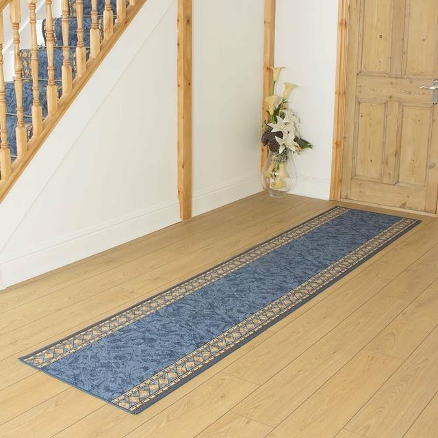 Cheops Hand Woven Hand Hooked Blue Area Rug runrug Rug Size: Runner 600cm x 100cm on Productcaster.