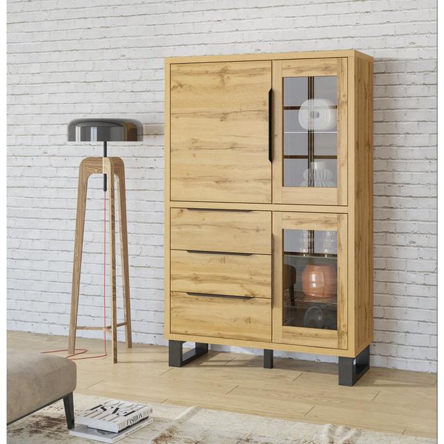 Erik 3 Door 3 Drawer Display Cabinet Union Rustic Colour: Wotan Oak on Productcaster.