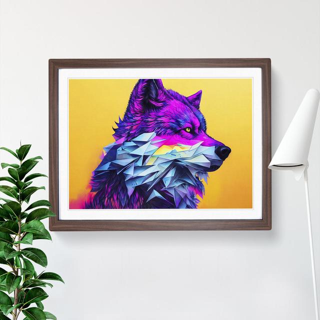 XH1022-10263X Wolf In Colour - Single Picture Frame Print 17 Stories Size: 34cm H x 46cm W, Frame Colour: Walnut on Productcaster.