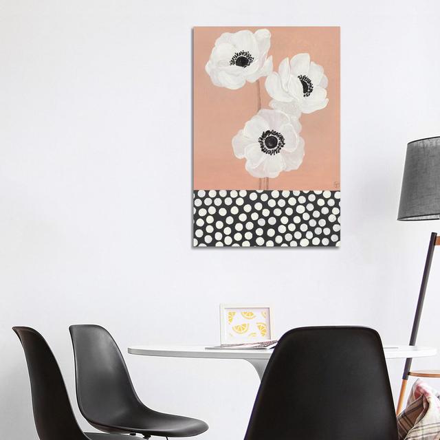 Caramel French Anemones With Polka Dots by CreatingTaryn - Wrapped Canvas Painting ClassicLiving Size: 101.6cm H x 66.04cm W x 3.81cm D on Productcaster.