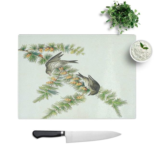 Tempered Glass Pine Finches by John James Audubon Chopping Board East Urban Home Size: 39 cm W x 28.5 cm L on Productcaster.