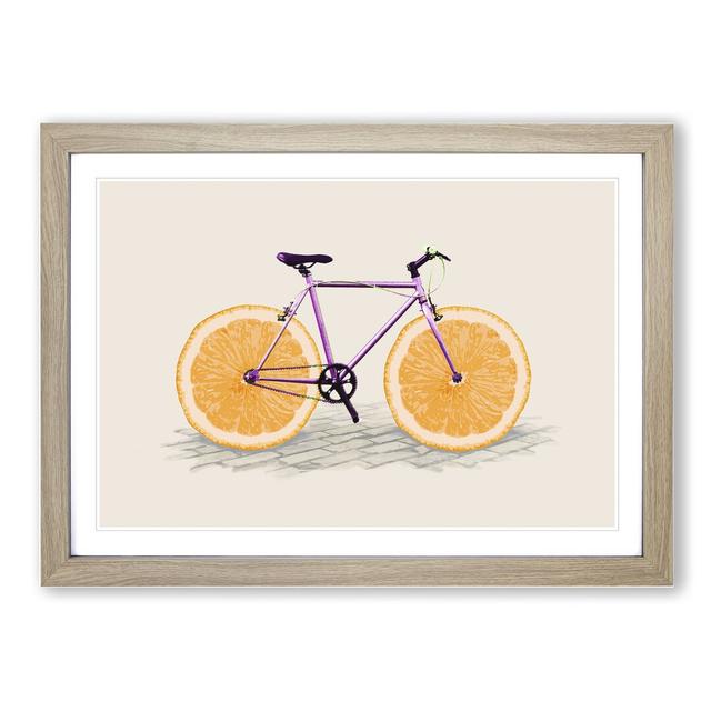 Orange Slice Bicycle - Picture Frame Graphic Art East Urban Home Frame Option: Oak Framed, Size: 27cm H x 36cm W x 2cm D on Productcaster.