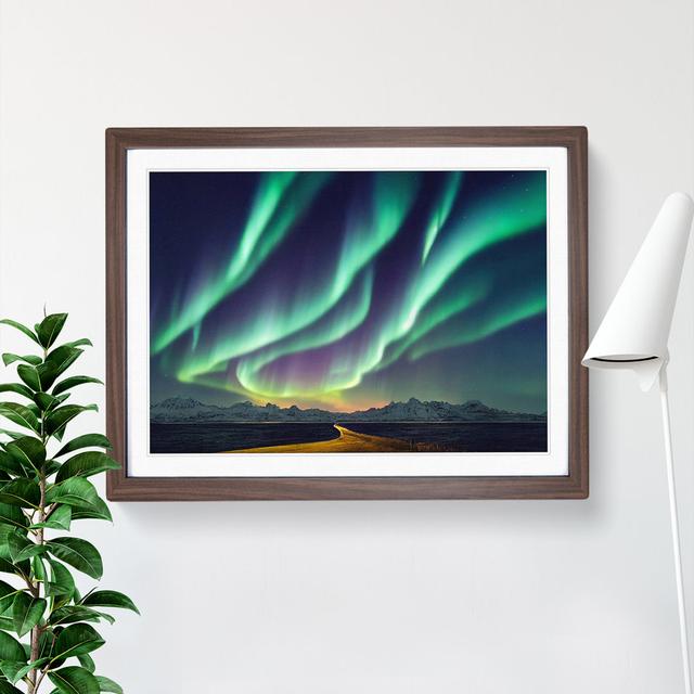 Enthralling Aurora Borealis - Picture Frame Graphic Art Alpen Home Size: 46cm H x 64cm W x 2cm D, Frame Colour: Walnut on Productcaster.