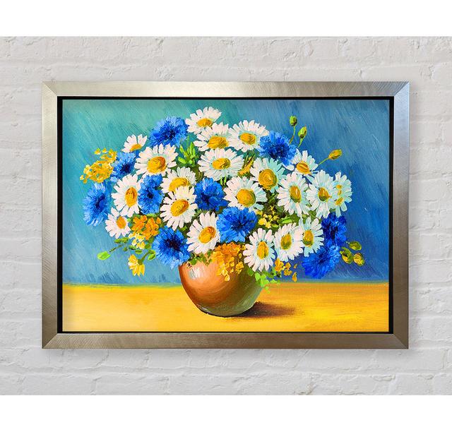 The Vase Of Daisies - Print August Grove Size: 100cm H x 141.4cm W x 3.4cm D, Format: Champagne/Silver Framed Paper on Productcaster.