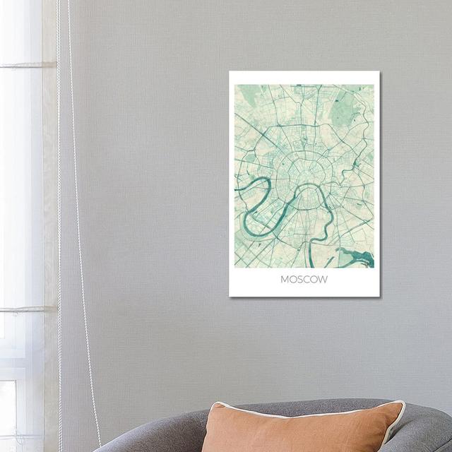 Moscow Vintage Urban Blueprint Map by Hubert Roguski - Wrapped Canvas Print Borough Wharf Size: 66cm H x 45.7cm W x 3.8cm D on Productcaster.