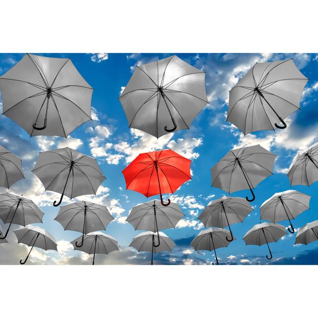 Umbrella's by Petervician - Wrapped Canvas Print Ebern Designs Size: 51cm H x 76cm W x 3.8cm D on Productcaster.