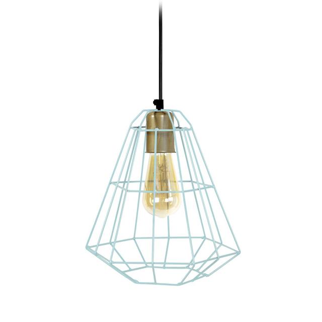 Hoffman 1 - Light Geometric Pendant Williston Forge Shade Colour: Blue Pastel, Finish: Gold on Productcaster.