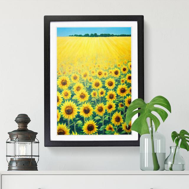 Sunflower Field Abstract - Print Brambly Cottage Frame Option: Black, Size: 46cm H x 34cm W x 2cm D on Productcaster.