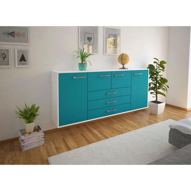 Neddo sideboard; Flying/Metal handles; Size: 180cm x 79cm x 35cm Ebern Designs Colour: Java/White on Productcaster.