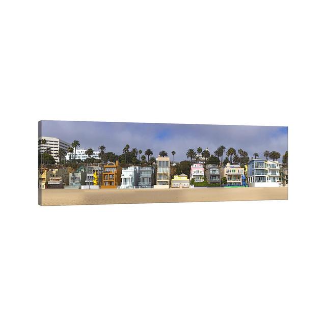 Houses On The Beach, Santa Monica, Los Angeles County, California, USA - Wrapped Canvas Panoramic Print Ebern Designs Size: 50.8cm H x 152.4cm W x 3.8 on Productcaster.