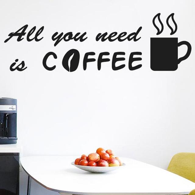 All You Need Is Coffee Wall Sticker Maturi Size: Medium, Colour: Blue on Productcaster.