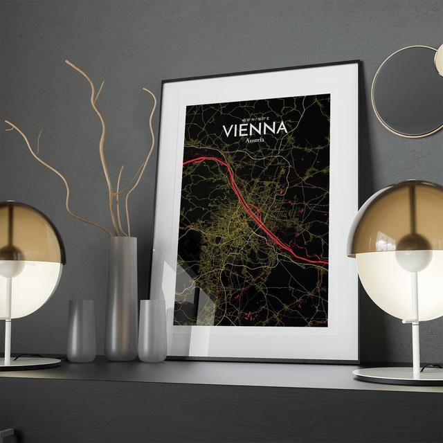 Vienna City Map in Contrast - Graphic Art Print on Paper Borough Wharf Size: 17cm H x 11cm W x 0.05cm D on Productcaster.