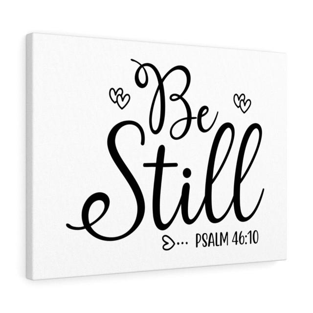 Be Still Psalm 46:10 - Wrapped Canvas Typography Blue Elephant Size: 46cm H x 61cm W on Productcaster.