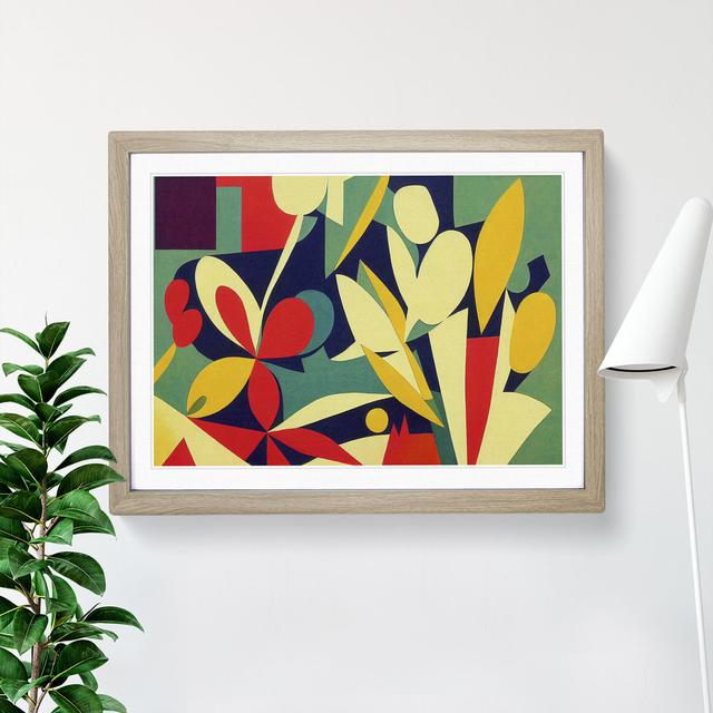 Unreal Abstract Flowers - Picture Frame Graphic Art Marlow Home Co. Frame Colour: Oak, Size: 25cm H x 34cm W x 2cm D on Productcaster.