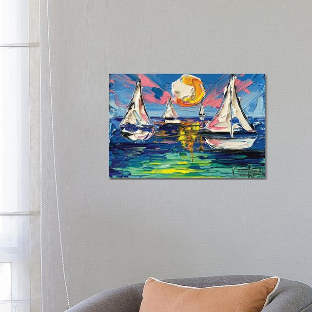 Sailboat Trio by Lisa Elley - Wrapped Canvas Painting Breakwater Bay Size: 45.72cm H x 66.04cm W x 3.81cm D on Productcaster.