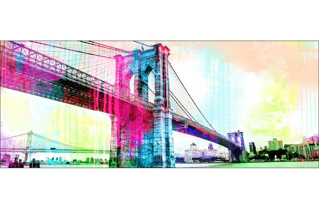 Brooklyn Bridge In Colours - Print on Float Glass Latitude Run Size: 30cm H x 80cm W x 1.3cm D on Productcaster.