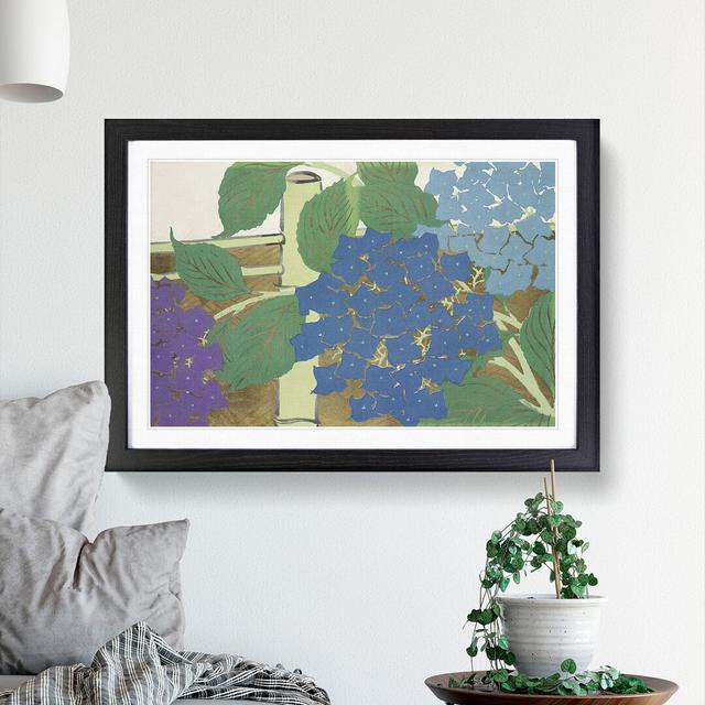 Hydrangeas by Kamisaka Sekka - Picture Frame Painting East Urban Home Frame Option: Black Framed, Size: 36cm H x 48cm W x 2cm D on Productcaster.