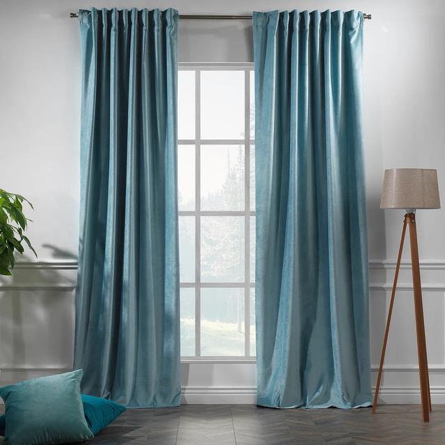 Extra Long & Extra Wide Matte Velvet Curtain Panel Lilijan Home & Curtain Panel Size: 280cm Width x 475cm Drop, Curtain Colour: Maya on Productcaster.