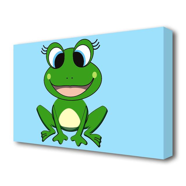 Happy Frog Ready to Leap Childrens - Wrapped Canvas Graphic Art Print East Urban Home Size: 66 cm H x 101.6 cm W on Productcaster.