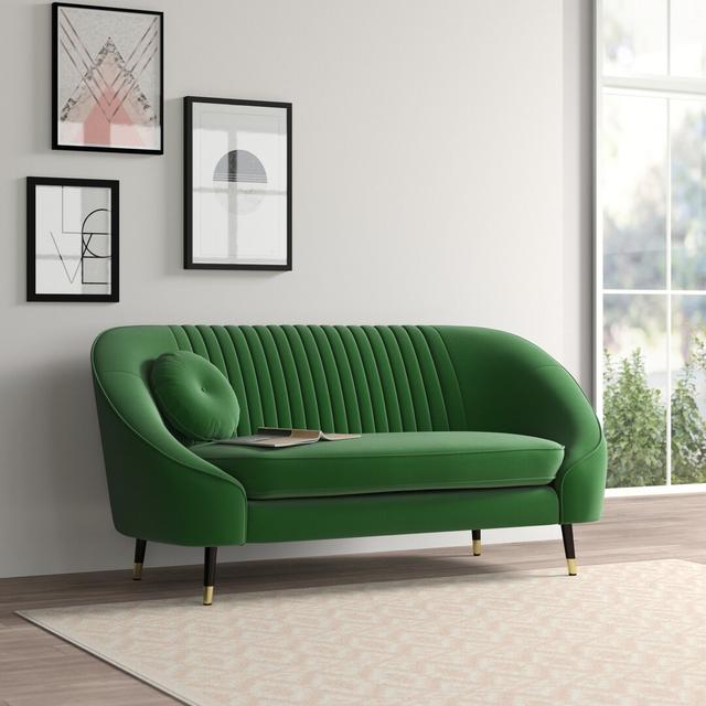 Shyann 2 Seater Sofa Hykkon Upholstery Colour: Green on Productcaster.