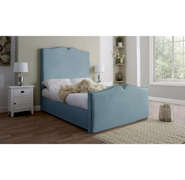 Annamolly Upholstered Bed Frame Rosalind Wheeler Colour: Sky Blue, Size: King on Productcaster.