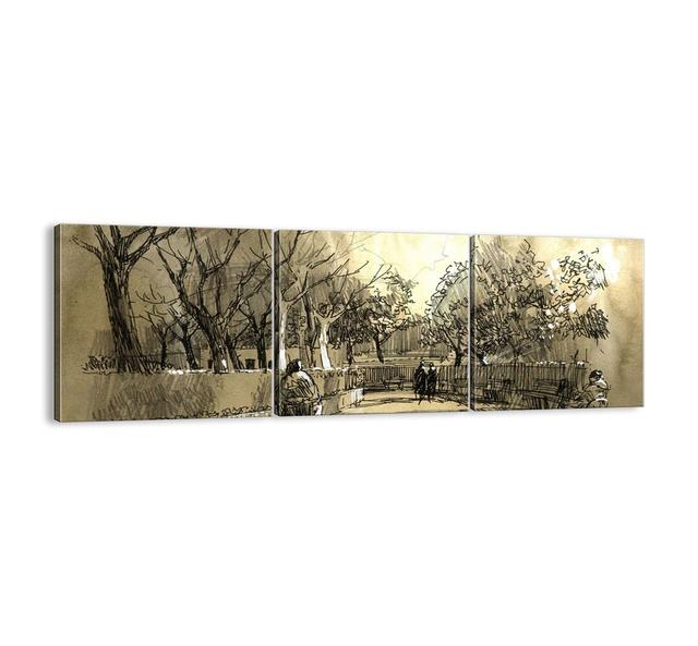 A Moment Stopped by the Pen - 3 Piece Unframed Panoramic Graphic Art Print Set on Canvas Brayden Studio Size: 50cm H x 150cm W x 1.8cm D on Productcaster.