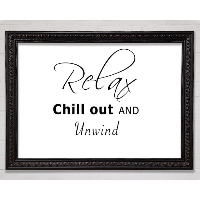 Bathroom Quote Relax Chill Out Silver - Single Picture Frame Art Prints Bright Star Size: 100cm H x 141.4cm W x 3cm D, Colour: Silver on Productcaster.