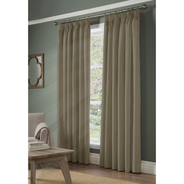 Nashli Essential Pencil Pleat Room Darkening Curtains (Set of 2) Ebern Designs Panel Size: Width 168 x Drop 229 cm, Colour: Beige on Productcaster.