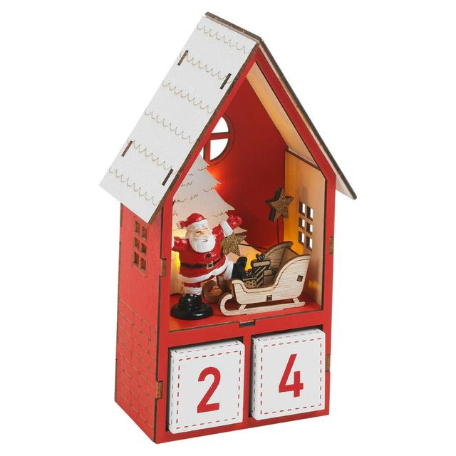 LED Illuminated Wood House Santa Advent Calendar The Seasonal Aisle on Productcaster.